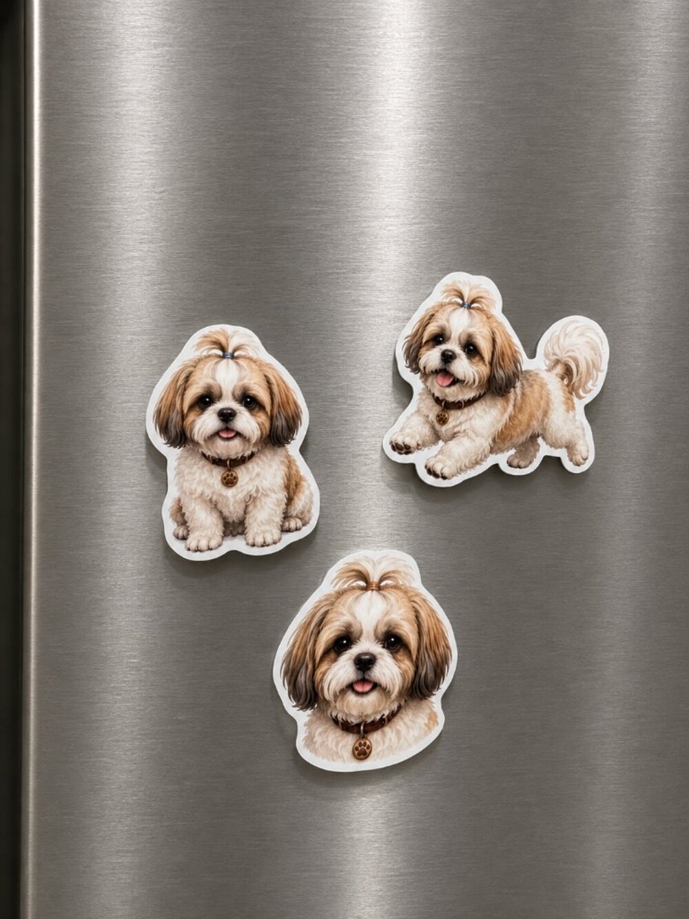 3 Shih Tzu Dog Magnets Puppy Refrigerator Fridge Decor Cute Dog Lover Gift Set